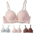 thumbnail image 2 of GEWSEY Women's Backless Comfort Bra Lift T-Shirt Bra Floral Lace Everyday Bras (Pink, L), 2 of 8