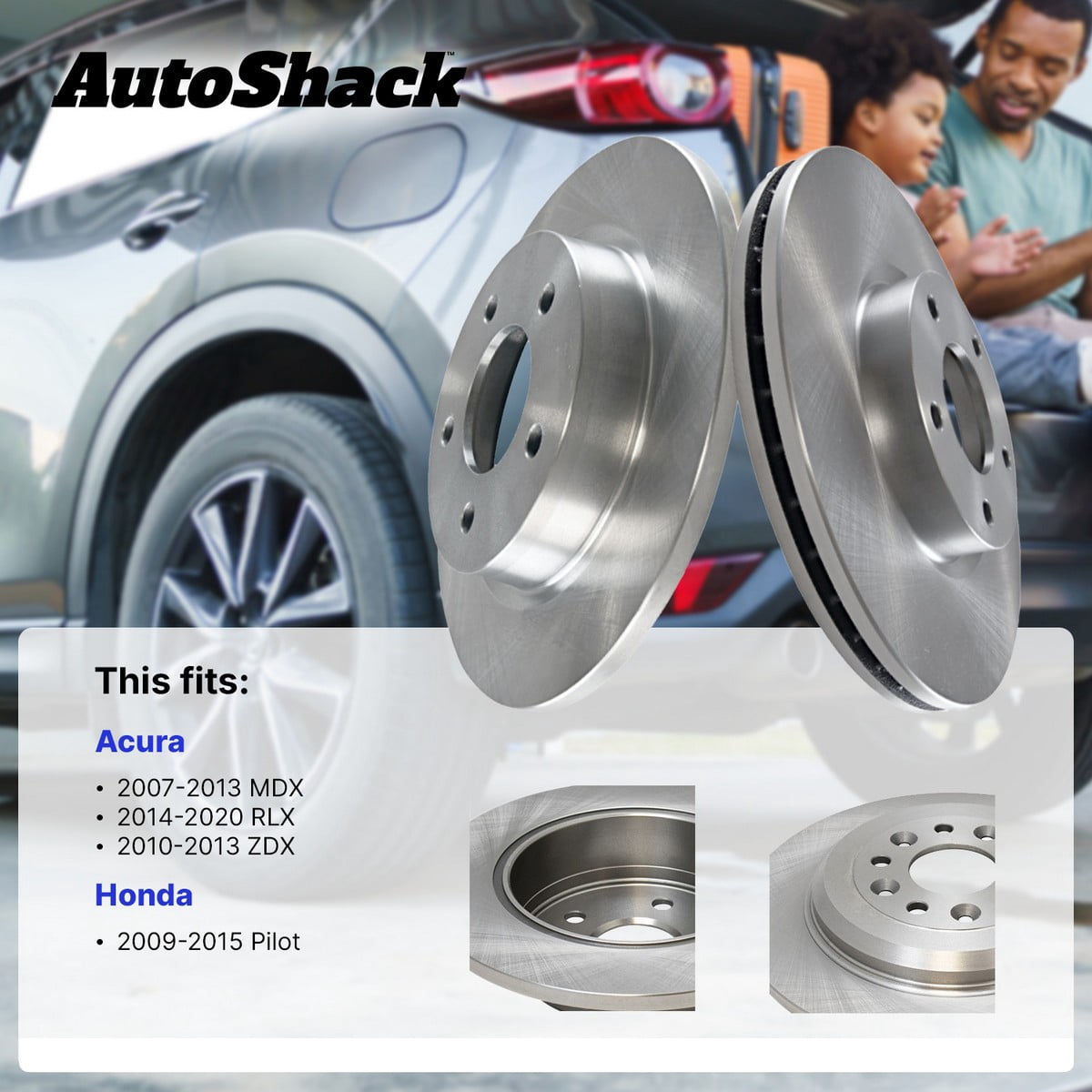 AutoShack Front Brake Rotors for Honda & Acura, Pilot 2009-2015 MDX 2007-2013 RLX 2014-2020 ZDX 2010-2013, AWD FWD V6 3.5L 3.7L - 12.98" (329.8 mm), 5-Lug