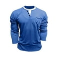 thumbnail image 4 of Henley Shirts for Men Long Sleeve Lightweight Casual Basic Tee Crewneck Soft T-Shirt Big and Tall with Pocket Blue M, 4 of 8