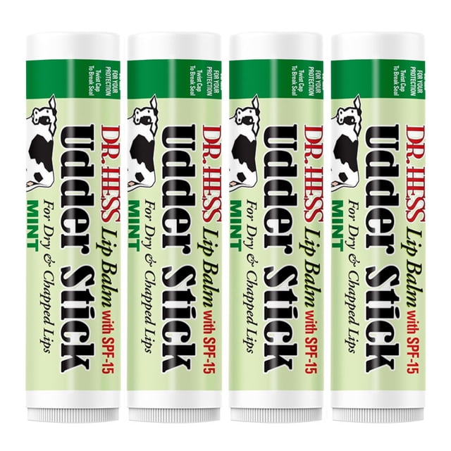 Dr. Hess Original Udder Stick SPF Bálsamo labial calmante hidratante protector solar para labios secos con jojoba, cera de abejas y manteca de karité, cuidado total de los labios, hidratación y repara