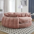 thumbnail image 5 of 81.1" Cloud Couch Sleeper Sofa, Oversized Round Chaise Lounge Chair Indoor, Modern Chenille Boneless Couch with 14 Pillows, Upholstered Barrel Daybed, Memory Foam Sofas for Living Room, Pink, 5 of 9