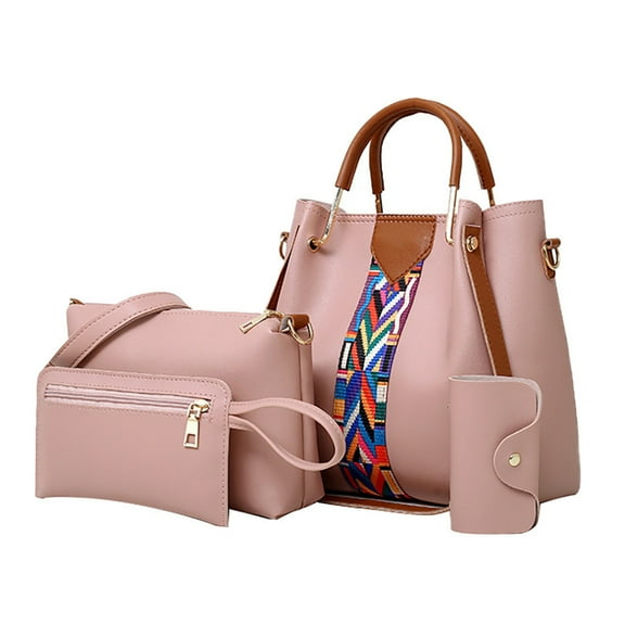 Modstep 4pcs Womens Handbags and Purse Fashion Leather Crossbody Shoulder Bags Top Handle Satchel and Wallet Set for Ladies Gift Pink