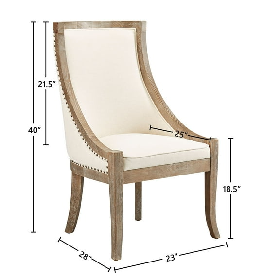 Ladysmith Linen & Oak Scoop Chair with Nailhead Accents