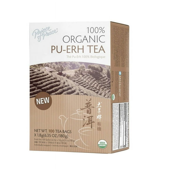 Prince of Peace Organic Pu-Erh Tea, 100 Tea Bags, 1 Pack – Prince of Peace Tea – Pu-Erh Tea – Organic Tea – Tea Bags
