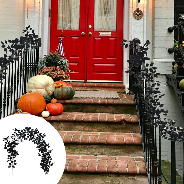 Decoraciones de Halloween, adornos de Halloween, regalos de Halloween, hojas de rosa falsas, hojas de pegamento, ratán, adorno decorativo para el hogar de Halloween, hojas simuladas