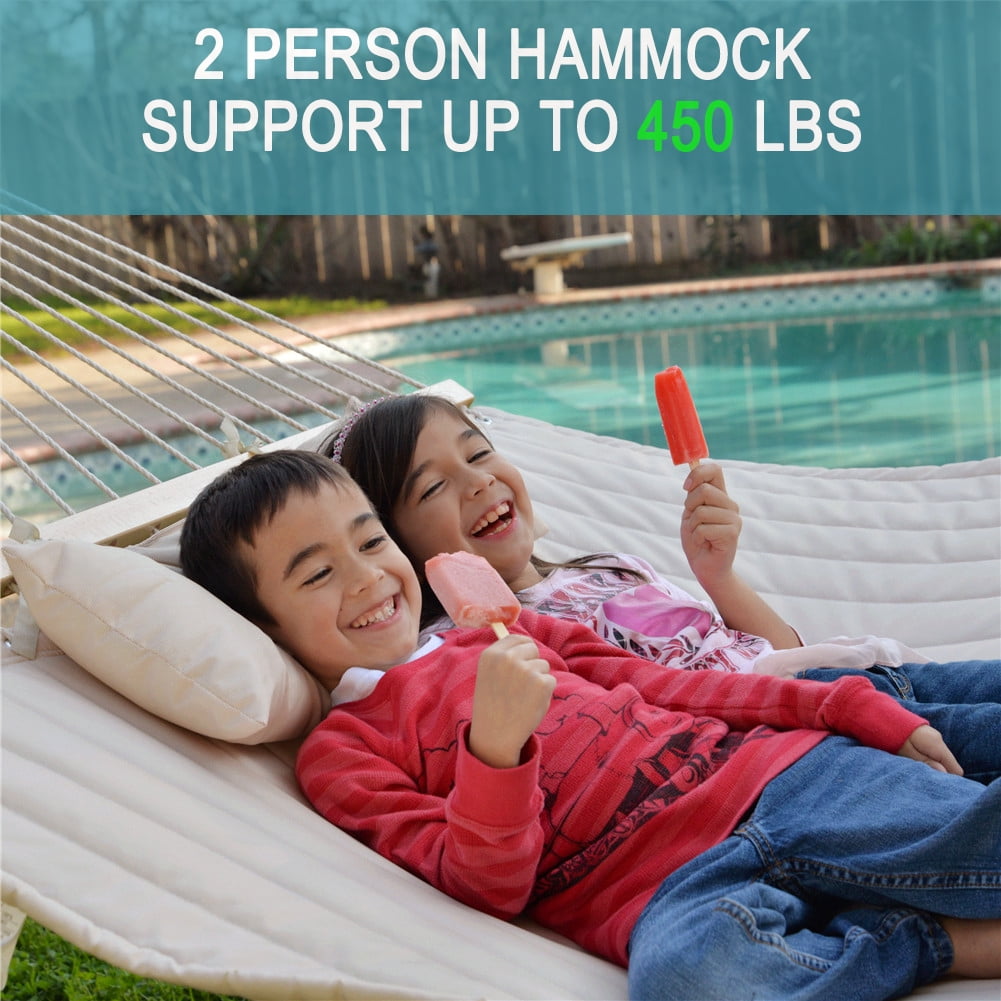Lazy Daze Hammocks Double Quilted Fabric Swing with Pillow, 55'', Beige