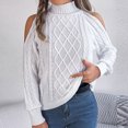 thumbnail image 2 of UAMVSH Cold Shoulder Sweaters for Women Turtleneck Tops Fall Comfy Long Sleeve Soft Cable Knitted Pullovers Trendy Going out Sweaters(X-Large,White), 2 of 7