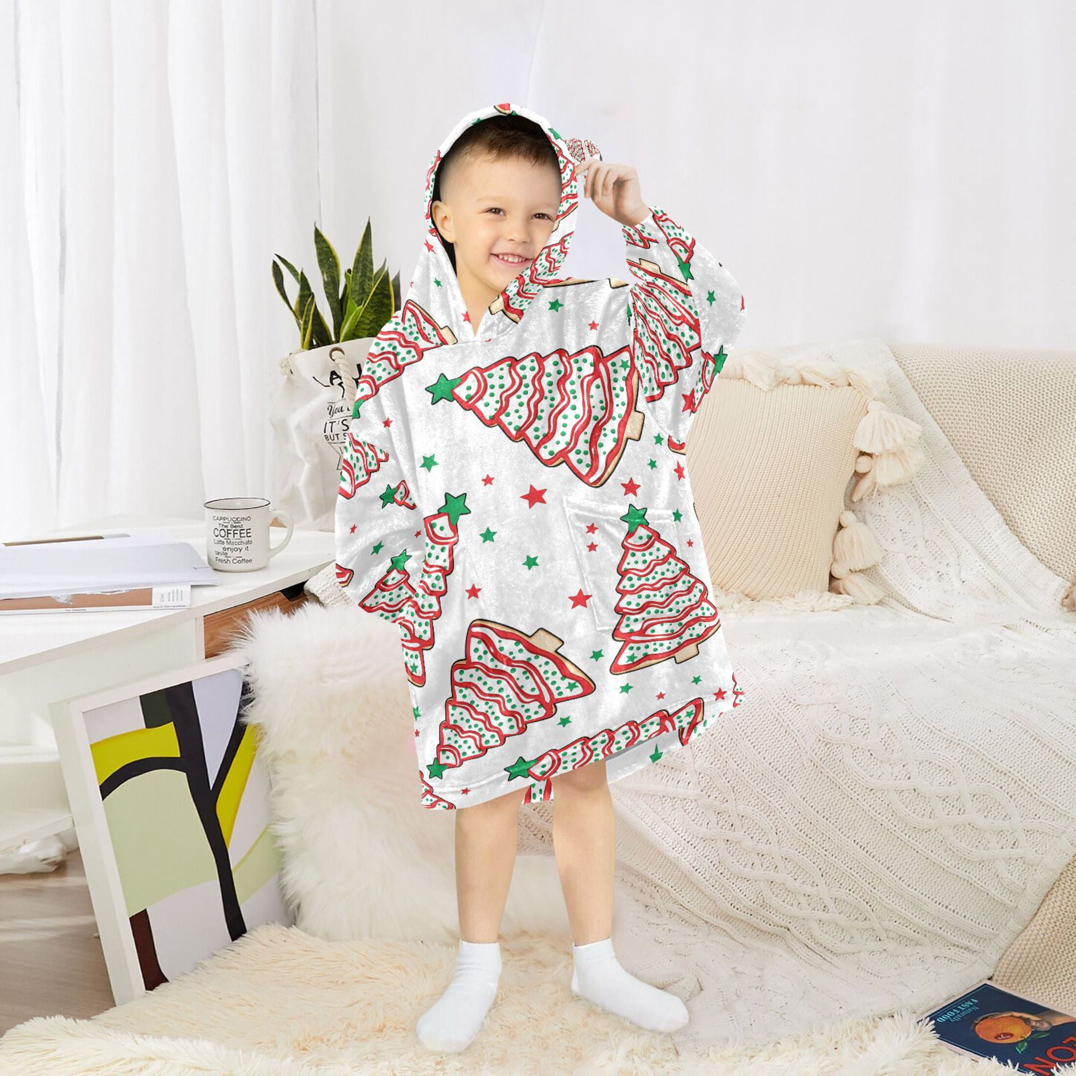 joogoo Wearable Blanket Hoodie for Christmas Tree Cakes Oversized Sherpa Hooded 3-14 YR M