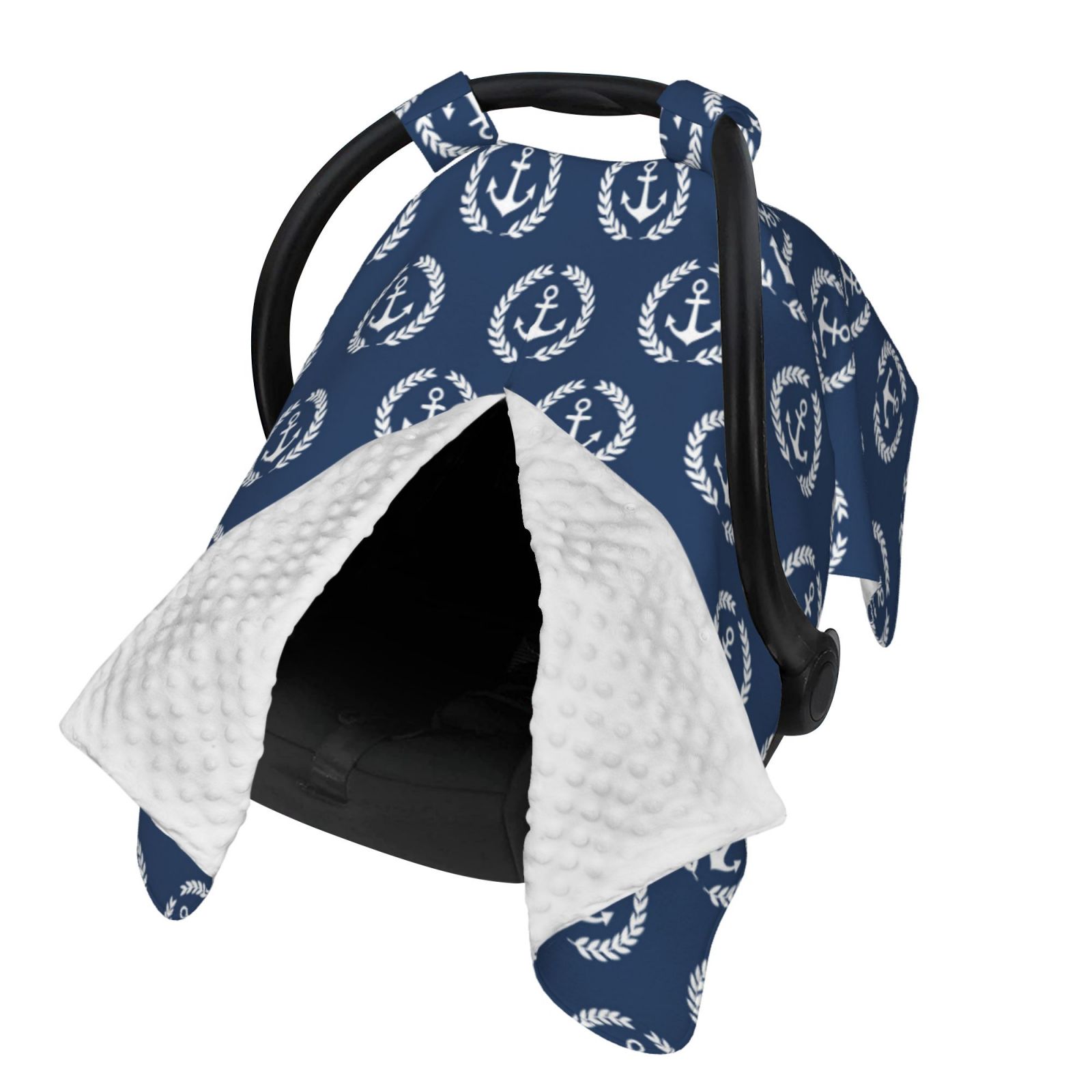 Naloa Navy Nautical Baby Car Seat Cover, Breathable Baby Carrier Cover, Multiuse Baby Carrier Cover & Nursing Breastfeeding Cover