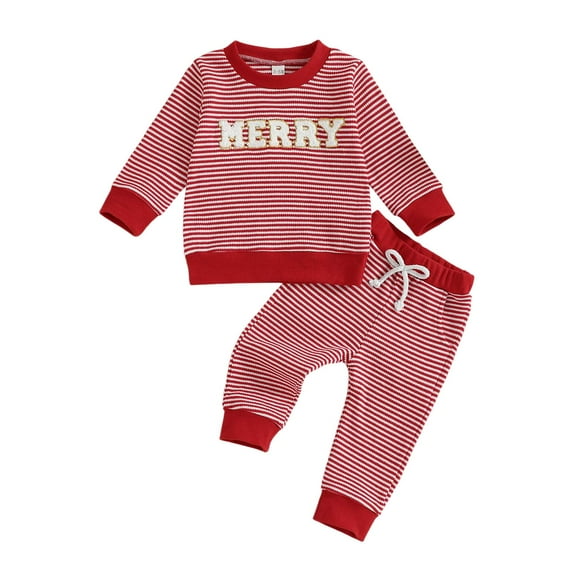 UYYX Christmas 3T Boy Clothes Christmas Boys Size 5 Clothes Fall Girl Clothes Long Sleeve Crewneck Sweatshirt Top Pants With Pocket Girl Outfit 0-6 Months