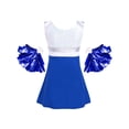 thumbnail image 4 of TSSOE Kids Girls Cheer Leader Costume Sleeveless Uniform Dress with Shorts Pom Poms Child Cheerleadering Dress Up Royal Blue 6, 4 of 7