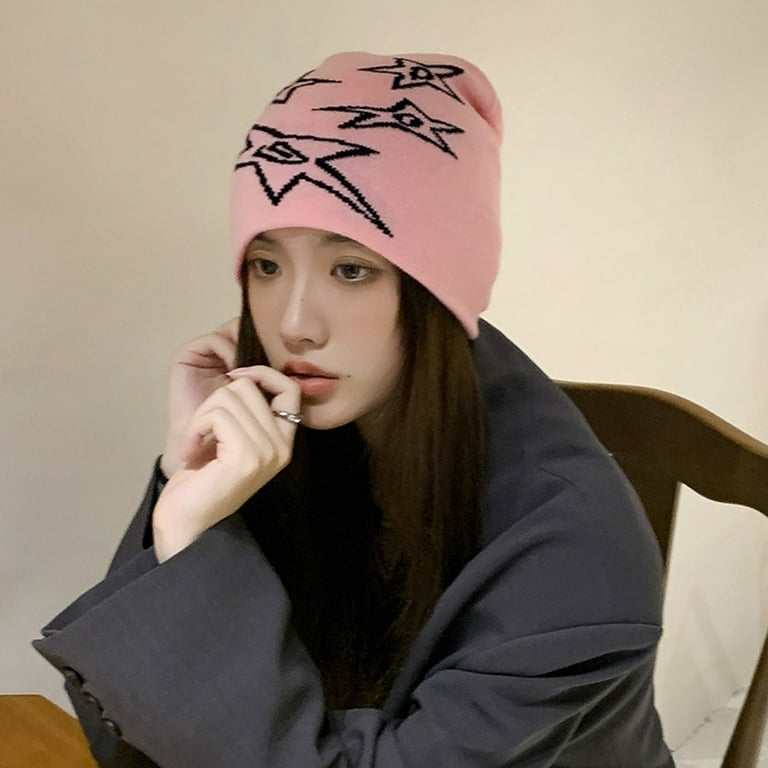 Beanie Hats Knitted Wool Hat Letter Star Jacquard Hat 2000s Cute Men Women  Unisex Skull Cap Ski Cycling Outdoor - style 2;