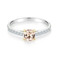 thumbnail image 2 of Gem Stone King Peach Morganite and White Lab Grown Diamond 925 Silver and 10K Yellow Gold Engagement Ring for Women (0.70 Cttw, Size 9), 2 of 4