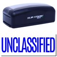 thumbnail image 1 of Large Pre-Inked Unclassified Stamp, Slim 1854, Ultra Slim Design, Impression Size 1-13/16" by 2-1/2", Up to 25,000 Impressions - Blue Ink, 1 of 10