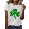 thumbnail image 2 of St. Patrick's Day T-Shirt for Women Glitter Clover Graphic Top Short Sleeve Crewneck Casual Fashion Loose Fit Festival Holiday Apparel Gift for Women, 2 of 5