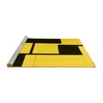thumbnail image 2 of Ahgly Company Machine Washable Indoor Round Abstract Yellow Contemporary Area Rugs, 5' Round, 2 of 4