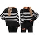 thumbnail image 3 of Suéteres de Punto A Rayas de Gran Tamaño para Mujer, Ropa de Otoño 2025, Suéter de Cuello Redondo de Invierno con Abertura Lateral Negro L, 3 of 6