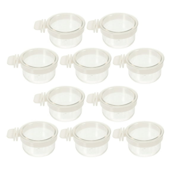 FRCOLOR  10 Pcs Bird Bowls for Cage Feeders and Waterers Rotatable Round Transparent