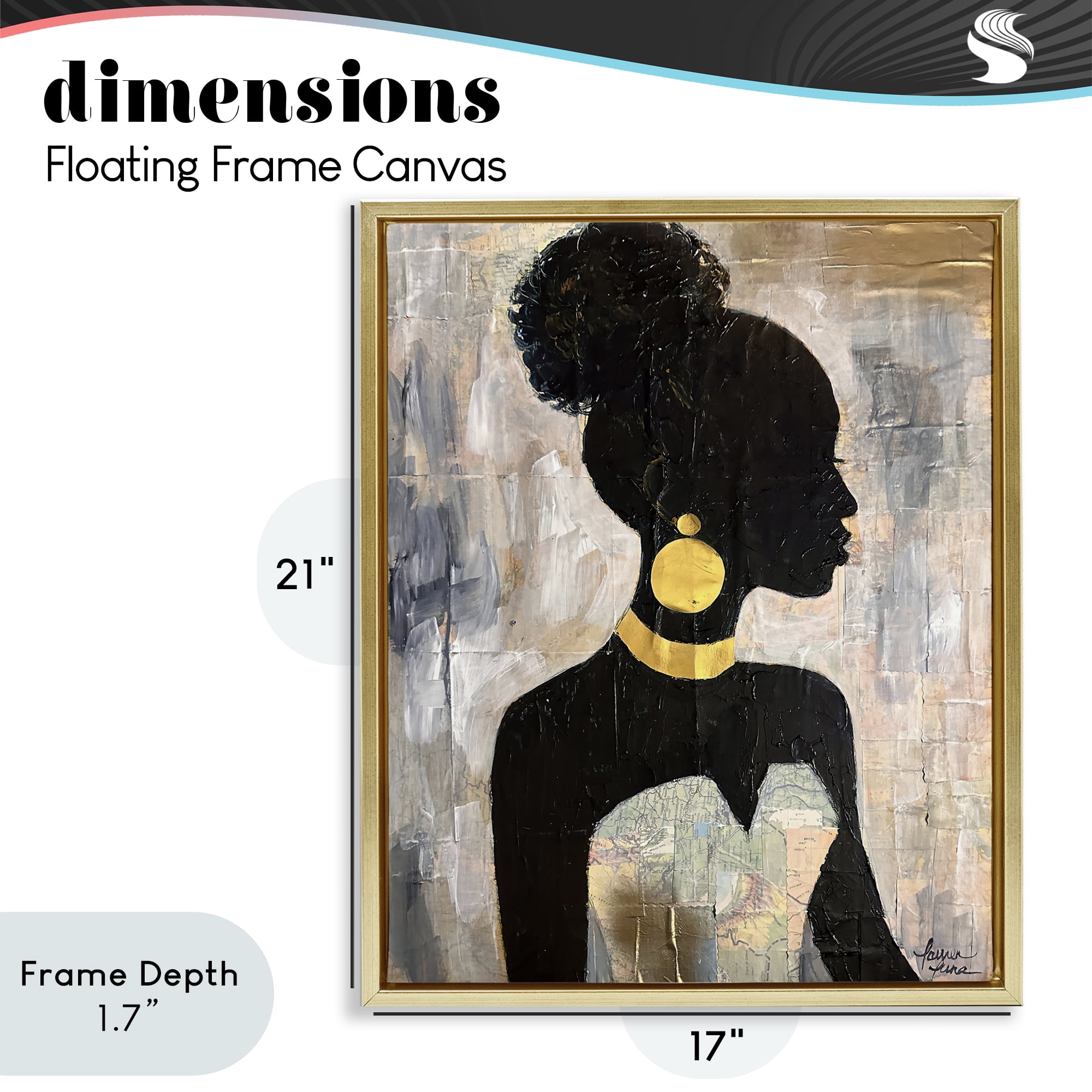 Stupell Industries Elegant Fashion Silhouette Gold Framed Floater Canvas Wall Art, design by Lauren Luna