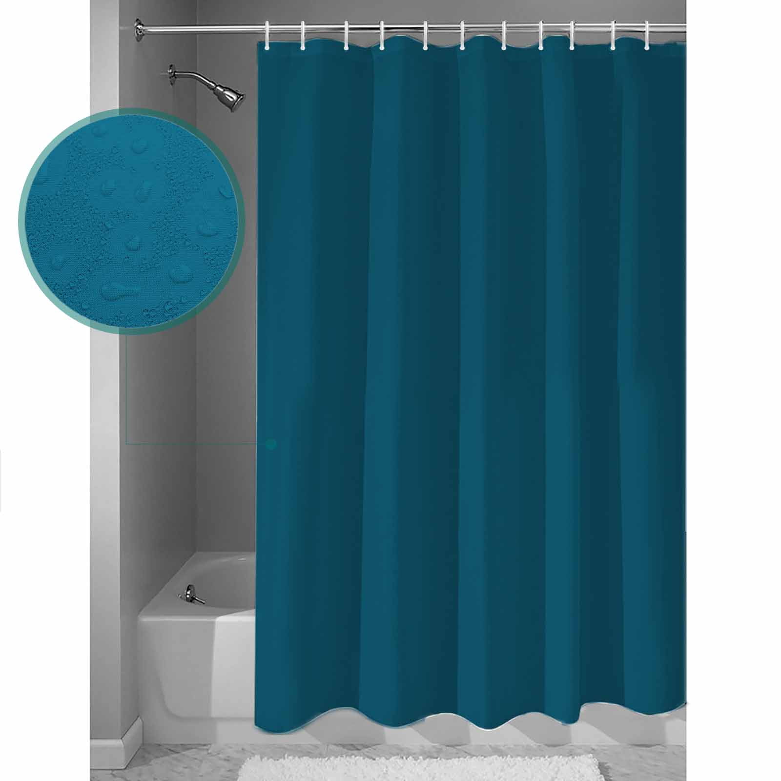 Shower Curtain Dark Teal Waterproof Shower Curtain Set with Hooks for Bathroom Showers,Stalls and Bathtubs,72x78In Solid Green Color