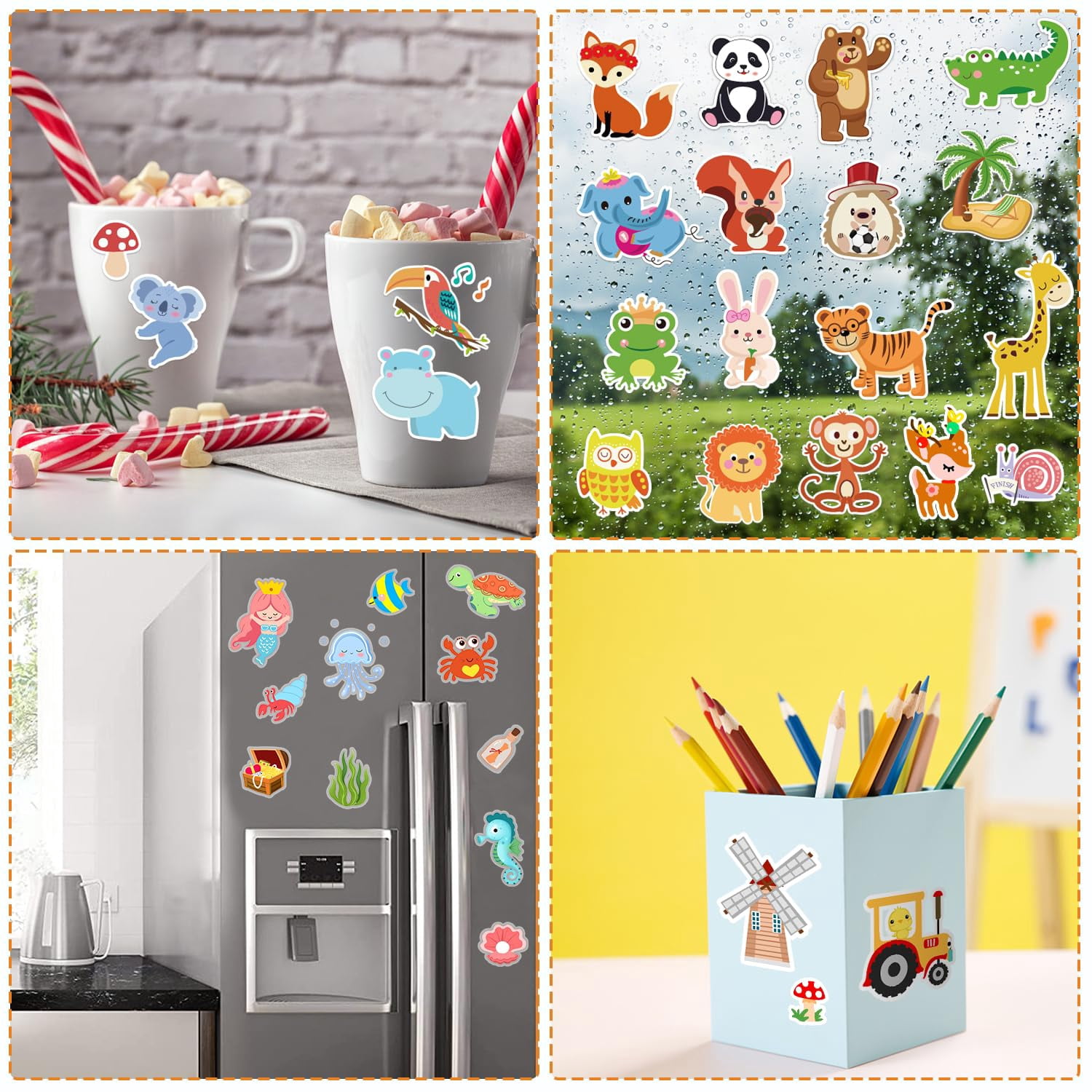 Window Clings Stickers For Gel Decals Thick And Adults Classroom Home Airplane Birthday Party Supplies (farm+animal+sea)