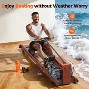 YOSUDA Foldable Water Rowing Machine for Home - 400LBS Capacity Rower with LCD Monitor & Bluetooth App, Solid Beech Wood, Space-Saving Design, Full-Body Workout