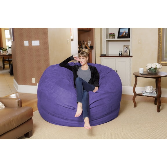 Chill Sack Bean Bag Chair, Memory Foam with Microsuede Cover, Kids, Adults, 6 ft, Purple