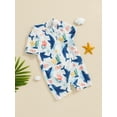 thumbnail image 5 of Elippeo Toddler Boys Rash Guard Swimsuit Rompers 3 6 12 18 24 Months 3 Years Zipper Short Sleeve Whale/Dinosaur Print Kids Bathing Suit Baby Swimwear, 5 of 9