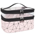 thumbnail image 1 of 1PCs Double Layer Makeup Bag Box, Lattice Portable, Women's Makeup Master, Multifunctional Storage, Washing, and Makeup - pink, 1 of 6