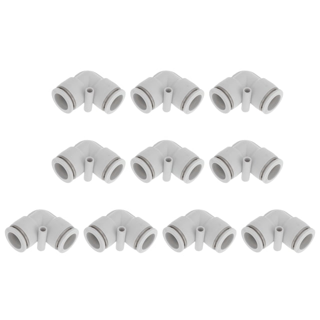 Conectores de aire de 90 grados de dos vías Unique Bargains, ajuste de 5/8", 10 piezas, tono blanco y plateado
