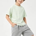 thumbnail image 3 of yillto Kid's Striped Short Sleeve Tshirt Cotton Crew Neck Loose Summer Casual Fashion Shirts for Boys Girls, 3 of 6