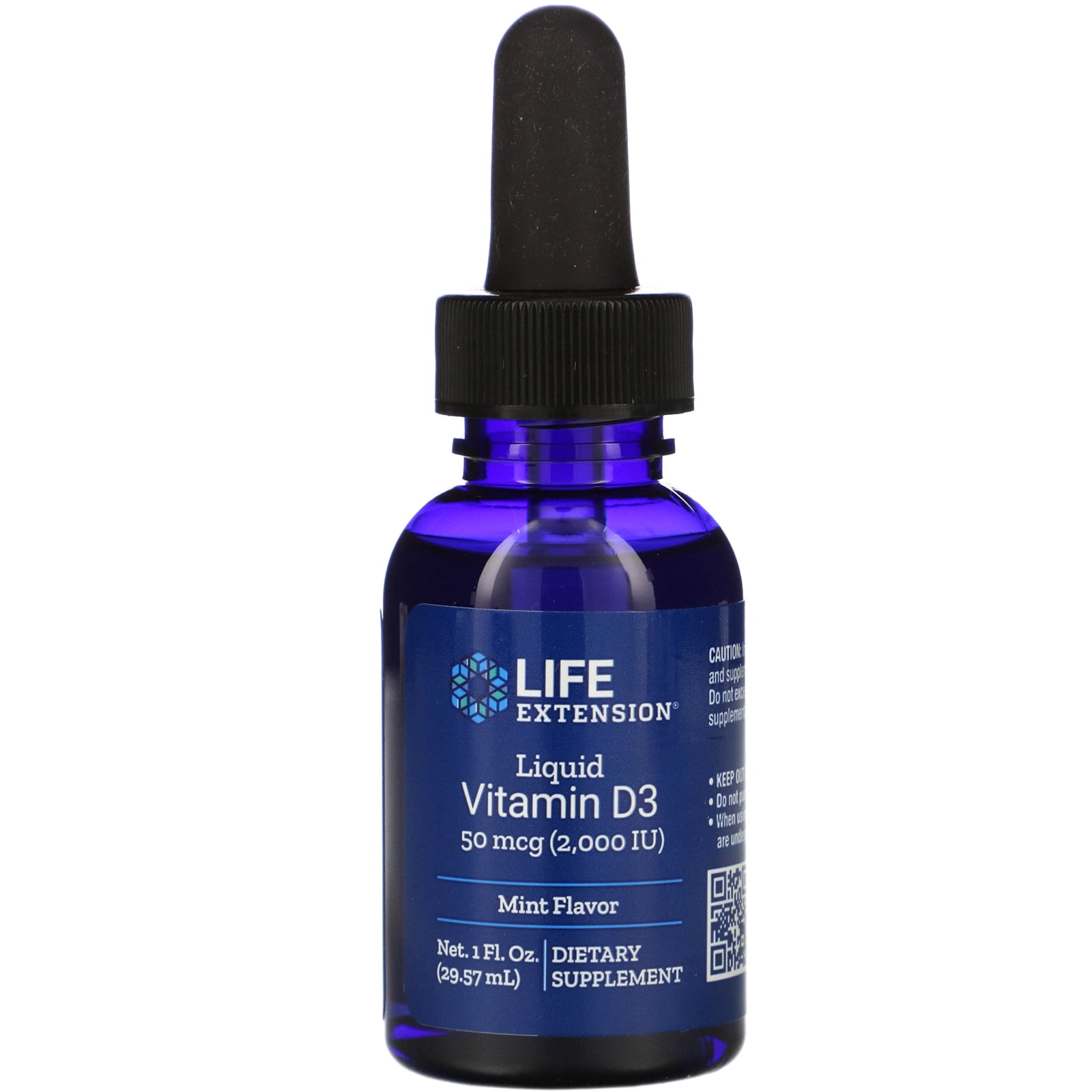 Life Extension Liquid Vitamin D3, Mint Flavor, 2,000 IU, 1 fl oz (29.57