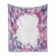 thumbnail image 1 of Butterfly Soft Flannel Fleece Throw Blanket, Silhouettes of Butterflies in the Shade of Gradient Colors Design, Cozy Plush for Indoor and Outdoor Use, 60" x 80", Pink Purple Grey, by Ambesonne, 1 of 5