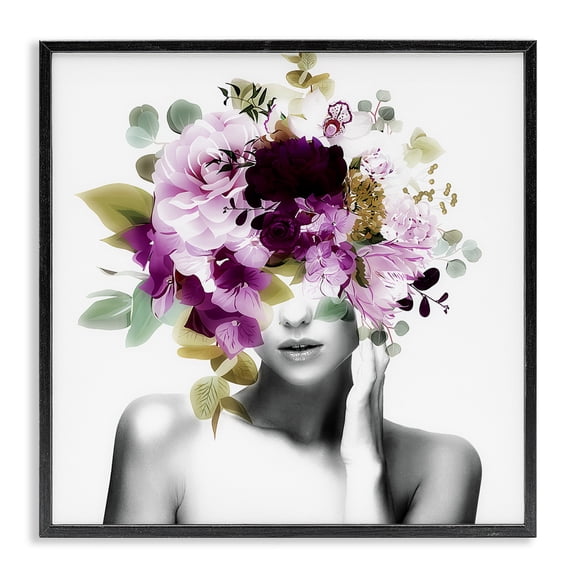 Stupell Industries Contemporary Woman Purple Blossoms Arrangement Black Framed Giclee Art, 17 x 17, by Irena Orlov