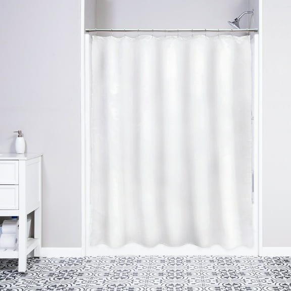 Kenney Water Repellent Polyester Fabric Shower Curtain, 70" W x 72" H, White
