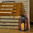thumbnail image 3 of YAKii 13" Decorative Candle Lantern with LED Flameless Candle and Timer, Plastic LED Candle & Holder, Indoor & Outdoor Hanging Lights Thanksgiving &Christmas Day Decorations (Black 2 PCS), 3 of 5