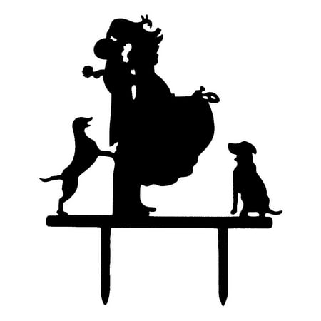 Dot Wedding Cake - Gift Acrylic Couple Dog Silhouette Craft Wedding Decoration Cake Topper Black