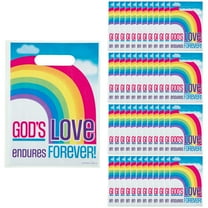 Fun Express 7 1/2" x 9" Bulk 50 Pieces Medium Religious God’s Love Endures Plastic Goody Bags