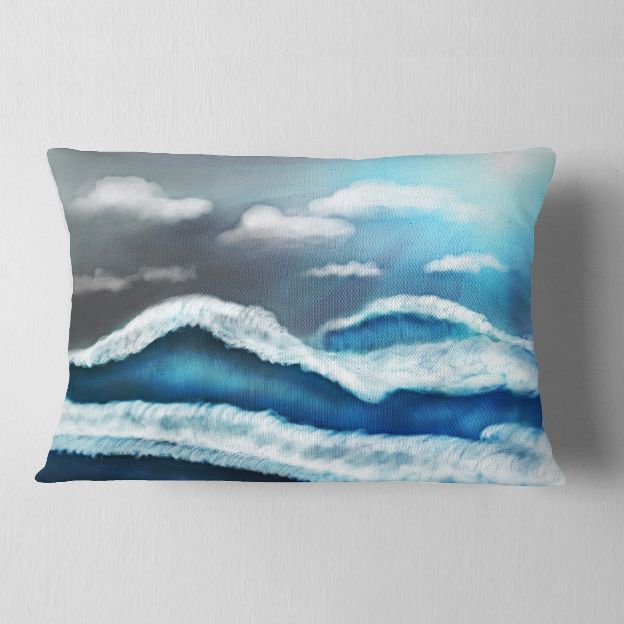 Designart Blue Sky with Clouds - Landscape Printed Throw Pillow - 12x20