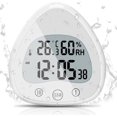 thumbnail image 1 of Reloj de baño, alarma digital LCD con pantalla táctil impermeable, temporizadores impermeables, termómetro, reloj de pantalla portátil con ventosa para cocinar y aprender., 1 of 1