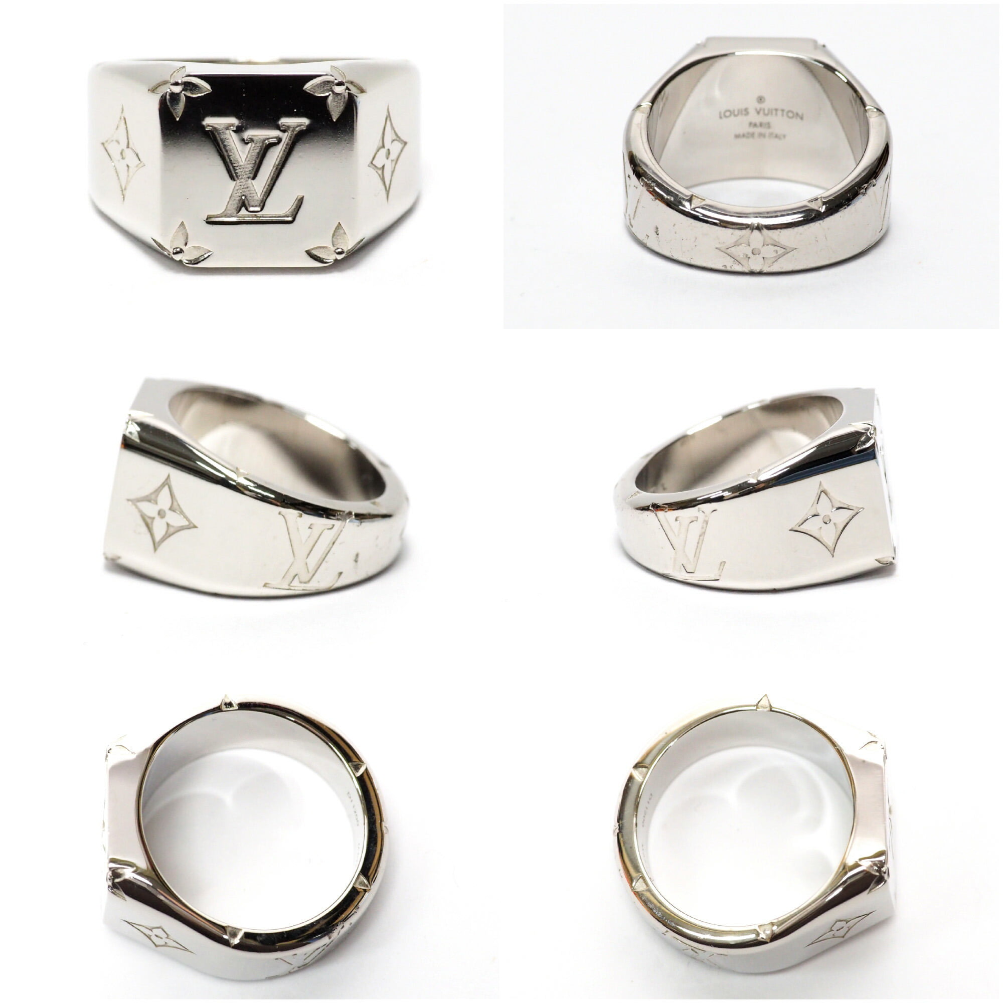 Louis Vuitton Signet Ring M62487 Men's M Size No. 19 Silver Color Mono
