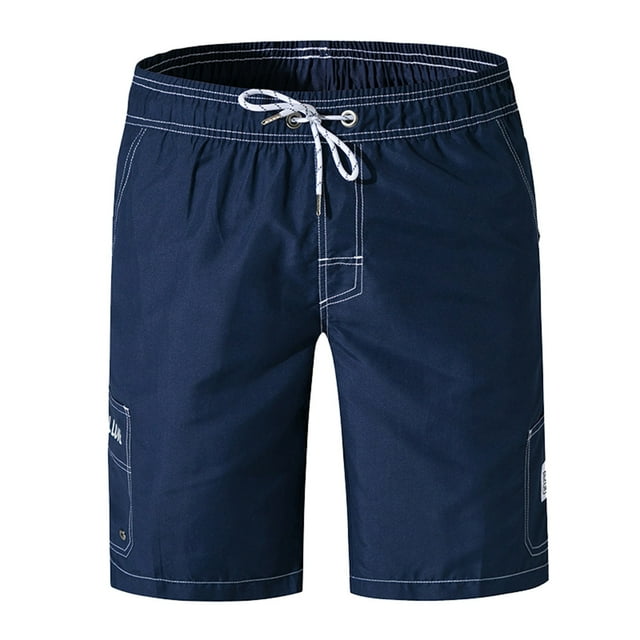 Men's Peach Skin Beach Shorts - Lace-Up Pocket Design for Hot Spring Holiday Swimming