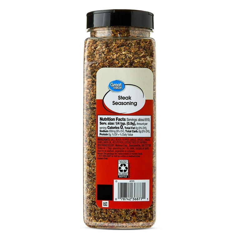 Great Value Steak Seasoning 26 oz with Garlic, Onion, Spices