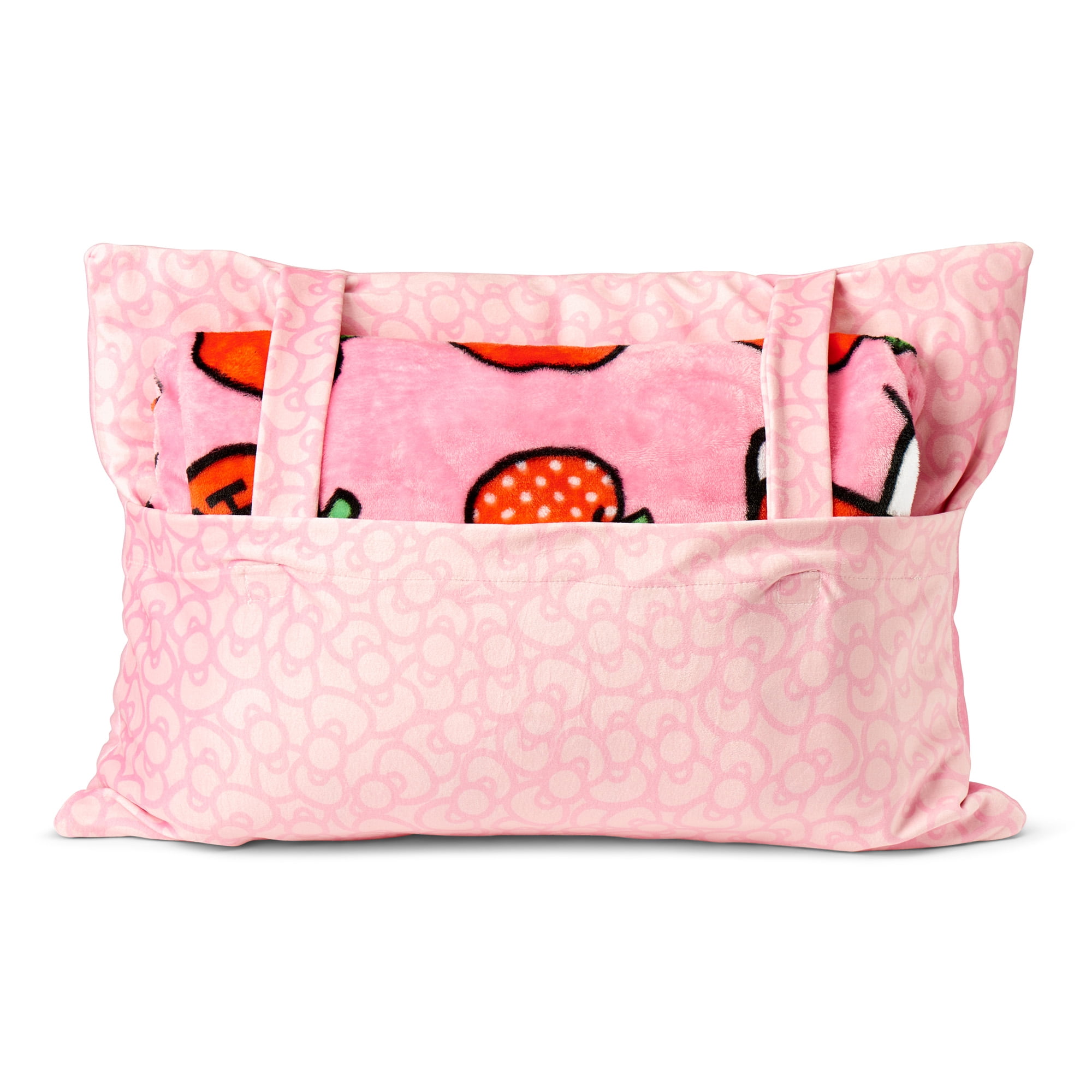 Sanrio Hello Kitty Forever Sweet Silk Touch Throw Blanket 50X60 inches with Plush Pocket Pillow 14X20 inches – Ultra Soft Plush Character Pillow for Kids