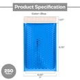 thumbnail image 3 of PSBM Blue Bubble Mailers 250 Pcs 6.75" x 7" Lightweight Padded Envelopes with Self Seal for Secure Mailing and Packing, 3 of 6