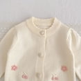 thumbnail image 6 of Mercatoo Newborn Baby Girls Cardigan Sweater Knit Embroidered Crewneck Shirt Infant Cute Buttons Breathable Long Sleeve Tops, 6 of 9