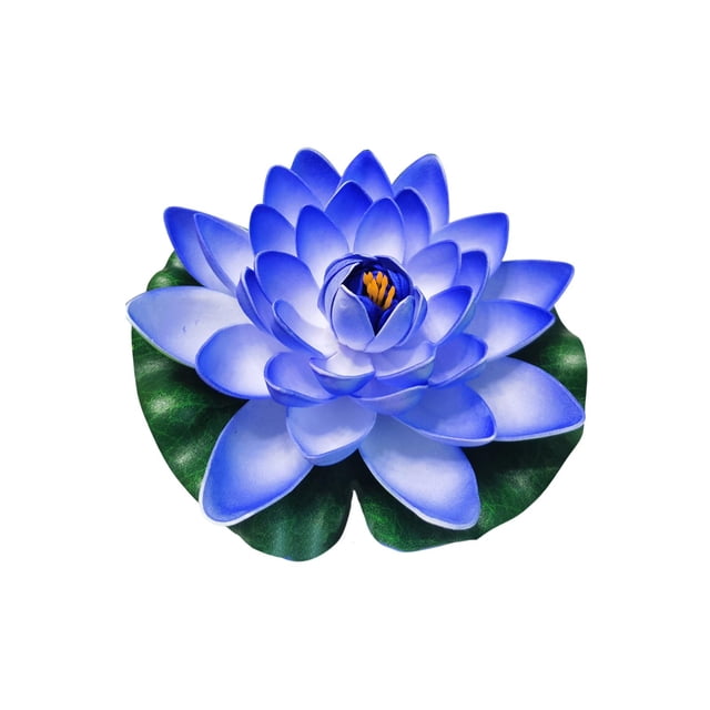 Blue Artificial Water Lilies, Floating Foam Lotuses, Simulation Pond Flowers With Lifelike Eva Foam, Fade Resistant And Easy To Float, For Pond, Pool And Garden Decoration, 7.1X7.1X2 In 0.
