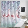 thumbnail image 3 of Hot Pink Flamingo Camper RV Shower Curtain for Travel Trailer Bathroom, Lavender Green Camping Small Narrow Shorter Fabric Shower Curtains Set, Botanical Happy Camp Decor with Hooks 47X64, 3 of 6