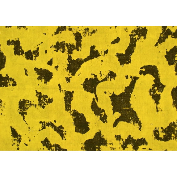 Ahgly Company Machine Washable Indoor Rectangle Abstract Yellow Modern Area Rugs, 7' x 10'