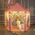 thumbnail image 3 of Princess Castle Tent for Girls Fairy Play Tents for Kids with Star Lights, Hexagon Playhouse with Fairy Star Led Lights Toys for Children or Toddlers Indoor or Outdoor Games (Pink), 3 of 9